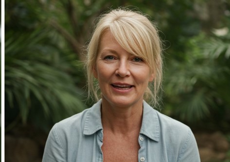 Smiling woman sharing her positive wellness journey