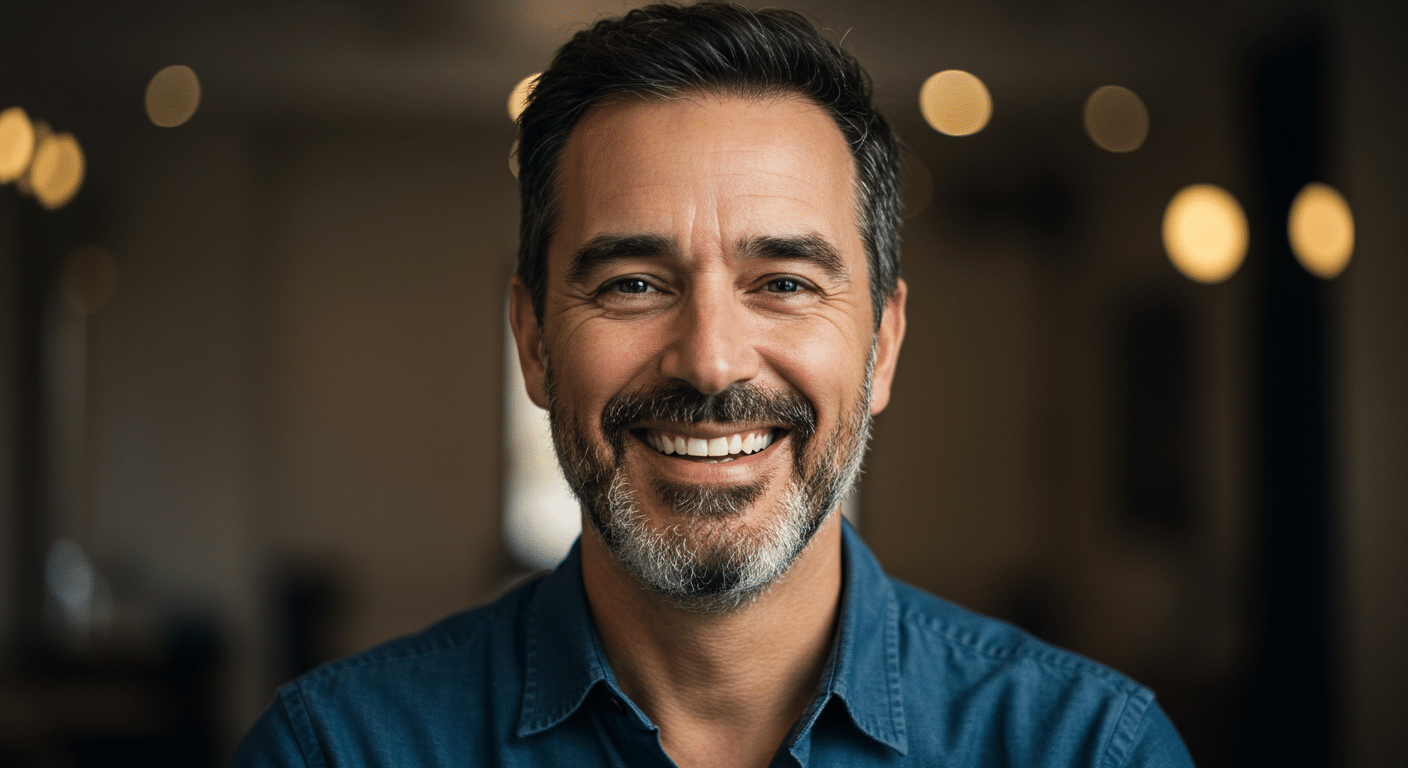 Middle-aged man sharing real health improvement story